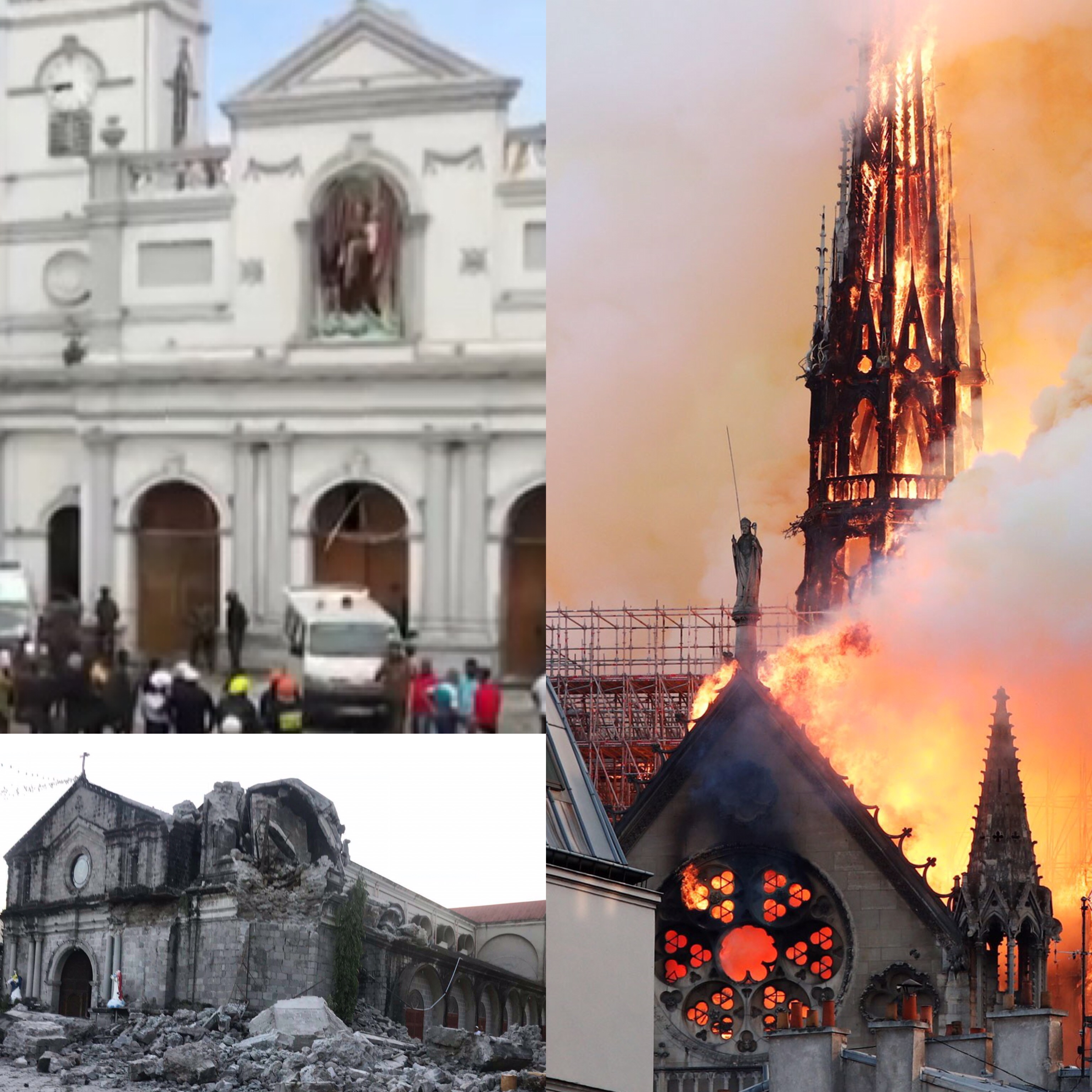 A burning church, falling-debris churches and blood flooded churches; sign of Apocalypse?