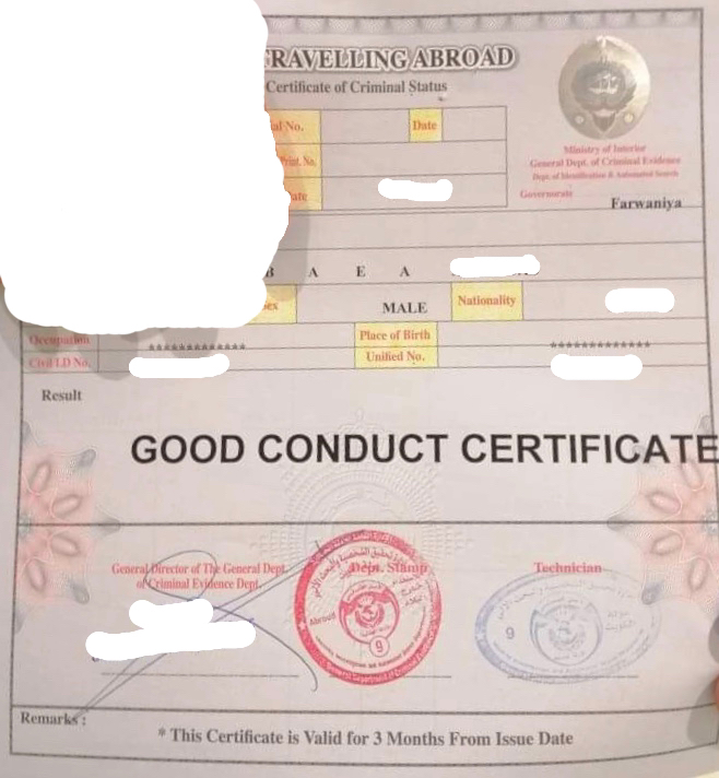 How to Request Kuwait Good Conduct Certificate or Police Clearance
